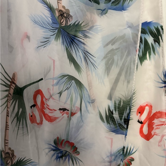Sheer Flamingo Print Sarong - Picture 2 of 2